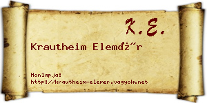 Krautheim Elemér névjegykártya