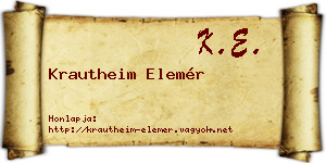 Krautheim Elemér névjegykártya